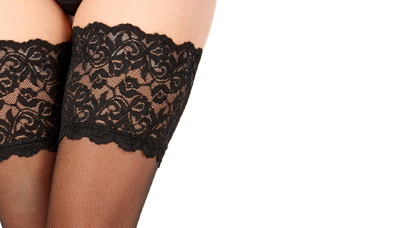 Flocked Lace Top Hold Ups Black – Better Tights